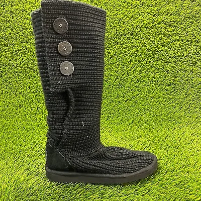 Ugg Classic Cardy Womens Size 8 Black Outdoor Pull On Tall Winter Boots SN5819 • $49.99