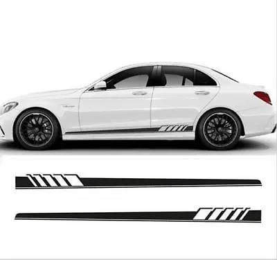 $15.99 • Buy 2Pcs Car Side Body Vinyl Decal Sticker Racing Sports Long Stripe Decals Graphics
