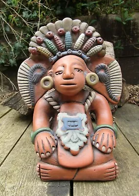 £25.99 • Buy Fair Trade Hand Carved Made Ceramic Maya Mayan Maize God Sculpture Statue