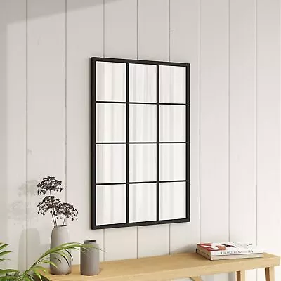 Window Style Wall Mirror Durable Metal Frame Indoor/Outdoor Garden Decor Mirror • £38.95
