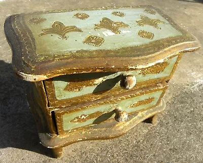 $85 • Buy Italian Hand Made Wood Gilt Trinkets Jewelry Casket Vintage