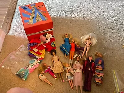 6 Vintage Barbie Dolls+ Caseclotheskensmall Dolls • $50