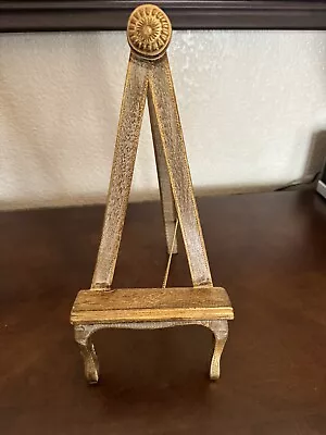 12” Vintage Florentine Wood Easel Stand Display Enesco Gold & White • $45