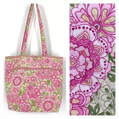 Vera Bradley Women's Paisley Petal Quilted Tote Shoulder Bag Pink Green Large • $30