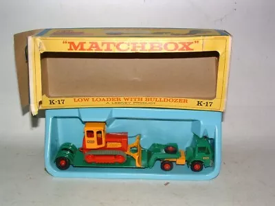 * 1960s MATCHBOX KING-SIZE K-17 LOW LOADER With BULLDOZER MINT IN THE BOX ! • $22.55