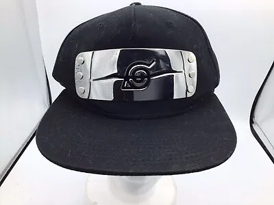 Naruto Shippuden Ripple Junction Snapback Hat Cap  Black Metal Plate E3 • $14.95