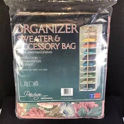 Vintage Prestige Lily Park Floral Hanging Organizer Sweater Accessory Bag USA • $24.95