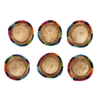 6Pcs Mini Sombrero Straw Hats 3.7in Diameter Mini Straw Hat Decoration Gift YEK • $11.24