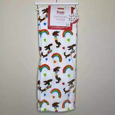 Envogue Throw Decorative Blanket Rainbow Dachshund Wiener Puppy Dog Pride NWT • $47.77