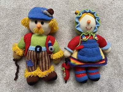 Hand Knitted Hand Made Grandma & Grandad With Walking Stick & Umbrella • £8