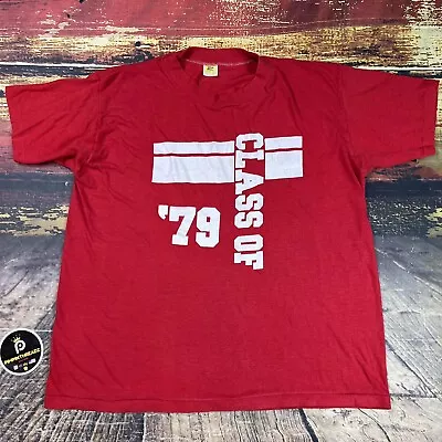 Vtg Class Of 1979 T Shirt 70s Fits Mens Medium USA Made Single Stitch Tee Red • $14