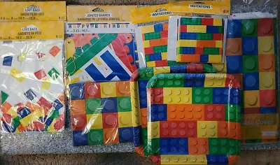 Building BLOCK PARTY Birthday Party Supply Square SUPER Kit W/ Banner Bags PLUS • $26.64