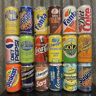 Set Of 18 X Vintage 1990s Australian Soft Drink Cans - Sunkist Tarax Pepsi Coke • $99