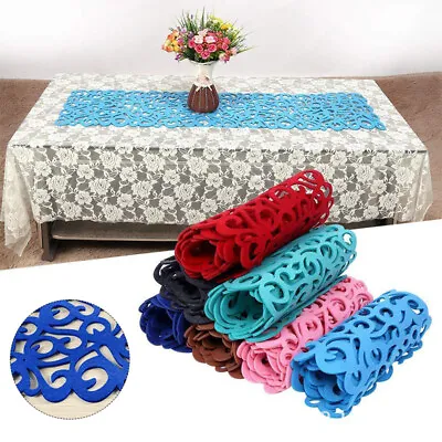 Hollow Felt Table Runners Floral Design Tablecloth Desk Table Cover Party Decor • $15.72