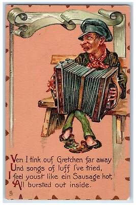 Tuck's Postcard Man With Accordion Music Instrument C1910's Posted Antique • £9.38