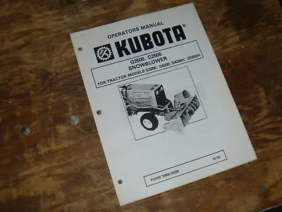 Kubota G2500 G2505 Snow Blower For Tractor G4200H Operator Maintenance Manual • $111.30