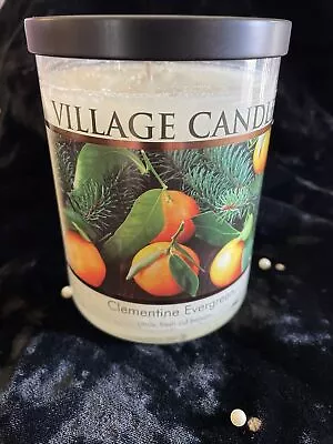 Village Candle Clementine Evergreen Scented 2 Wick Candle 14 Oz  UnLit • $12.99