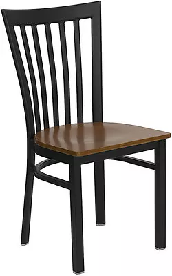 10 PACK Black School House Metal Restaurant Chair With Cherry Wood Seat • $1149.95