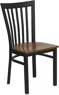 Black School House Metal Restaurant Chair With Cherry Wood Seat • $119.95