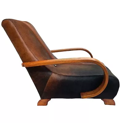 Art Deco Bentwood Armchair/ Lounger Fully Restored And Upholstered In  Cowhide  • £2150