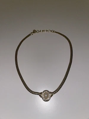 Christian Dior Vintage 1980s Oval White Pearl Crystals Pendant Necklace • £180