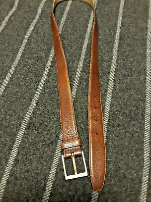 $125 • Buy Yves Saint Laurent Brown Leather Belt W/ Gold Hardware Size 36/ 90 Cm