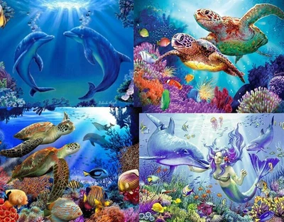 $17.95 • Buy 5D Diamond Painting Kits Full Round Drill Ocean Mammals Craft Art DYI Home Decor