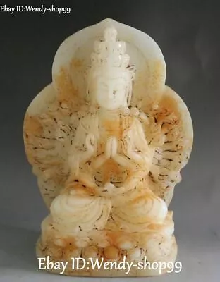 Natural Old Jade 1000 Arms Avalokiteshvara Goddess Quan Yin Kwan-yin Statue • $209.84