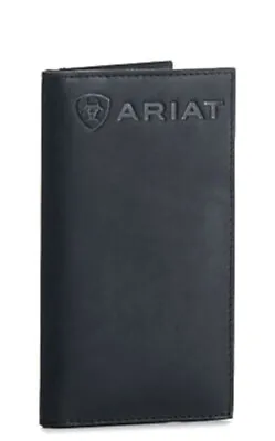 Ariat Western Mens Rodeo Wallet Leather Logo Black A3548601 • $29