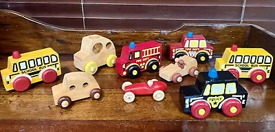 Montgomery Schoolhouse VERMONT Vintage Hand Crafted Wood Toy Lot Police Bus Fire • $21.99