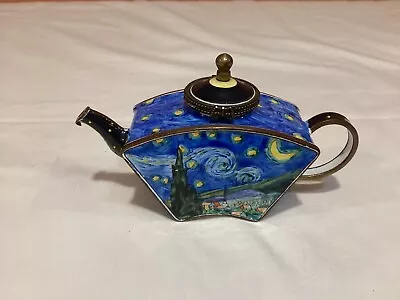 Miniature Enamel Teapot Kelvin Chen/Vincent Van Gogh Starry Night 2001 • $29.95