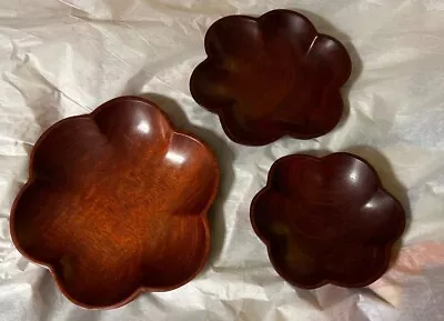 Set Of 3 Wooden Bowl Shape In Flower  • $35