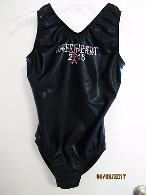 EUC Ladies Black Shimmery Sleeveless W/ Rhinestones Sweetheart 2015 Leotard S • $7.50