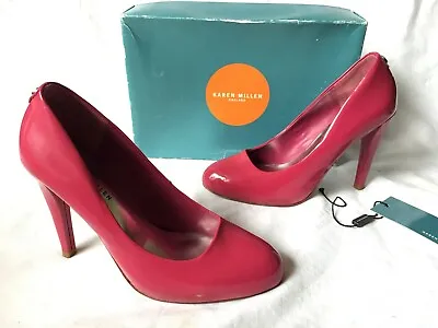 £17.99 • Buy Karen Millen ~ Deep Magenta Pink Patent Leather Courts Shoes 4  Heels  Size 5 38