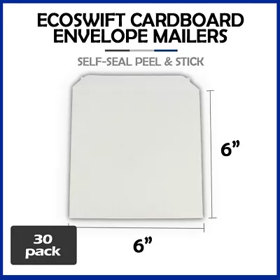 30 - 6x6  EcoSwift  Brand Self Seal Cardboard CD/DVD Envelope Mailers 6  X 6  • $8.58