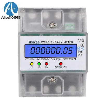 ​220/380V 3 Phase 4 Wire Electric KWh Power Meter Electricity Meter DTM024 ​ • $32.93