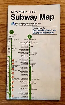 Vtg Nyc Subway Map Mta Guide New York City Transit Authority. 1979 Revised 1985 • $17