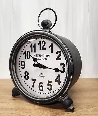 LARGE Desk CLOCK METAL Kensington Station London DISTRESSED 13  X 10  X 5  EUC • £85.90