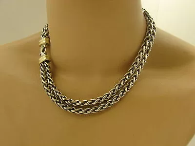 Authentic David Yurman Sterling Silver 14K Gold Double Wheat Chain 15  Necklace • $959.99