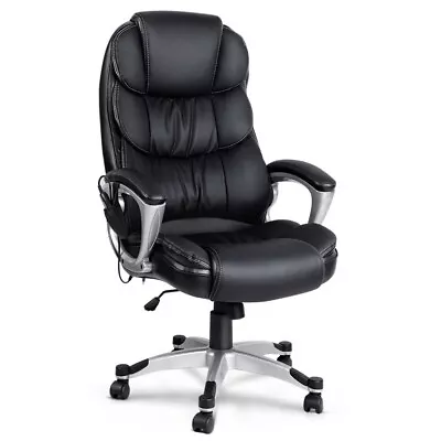 Artiss 8 Point Heated Massage Office Chair Vibration Executive Computer Black • $152.82