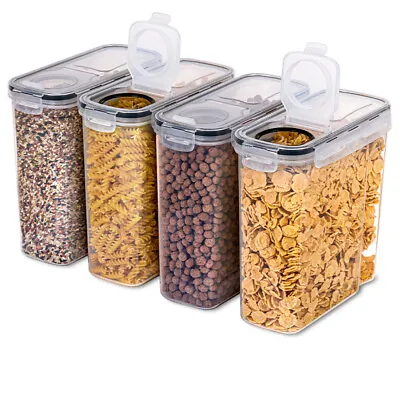 4X Large 4L Containers Airtight Food Storage Pasta Cereal Dry Food Dispenser Box • £14.95