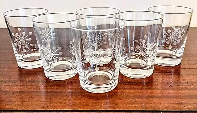 Mid Century Modern Atomic Etched Starburst Glasses Set Of Six • $15