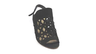 Vince Camuto Cutout Nubuck Heeled Sandals Deverly Black • $27.99