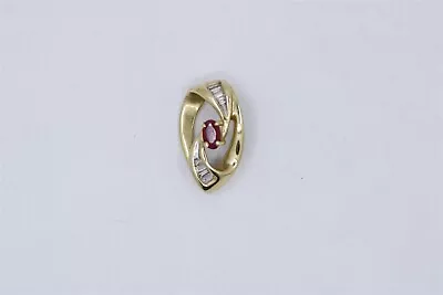 Vintage 14k Yellow Gold Diamond And Ruby Pendant 0.75  • $224