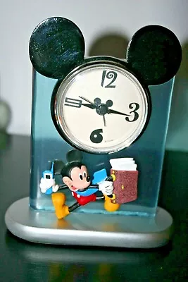 Disney Mickey Mouse  At The Office  Rare Unique Quartz Desk Clock  EUC • $100