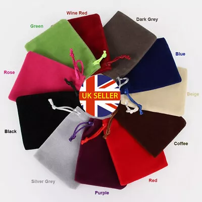 1 To 50PC Luxury Soft Velvet Pouches Bag Jewellery Drawstring Wedding Party Gift • £3.19