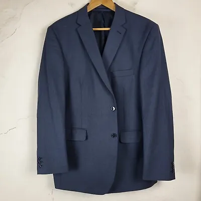 Karl Jackson Mens 46R Blazer Suit Jacket Blue Formal Woven Button Occasion • £16.69