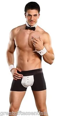 MALE POWER BUTT-LER TUXEDO COSTUME Mens Sexy Brief Tie Cuffs Butler Stripper LXL • $23.95