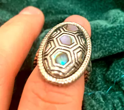 John Hardy Jai Size 7 Large Abalone Oval Shaped Cocktail Sterling Silver Ring • $245