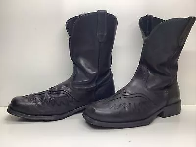 Mens Ariat Ats Cowboy Sq Toe Black Inlay Boots Size 13 D • $59.99